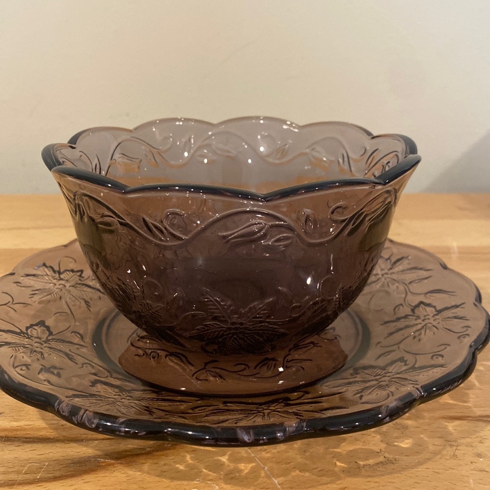 Fantasia Amethyst Purple Crystal Plate and Bowl